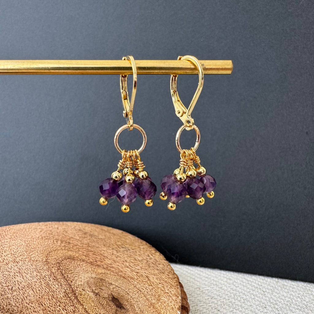 Cluster Earrings - Amethyst