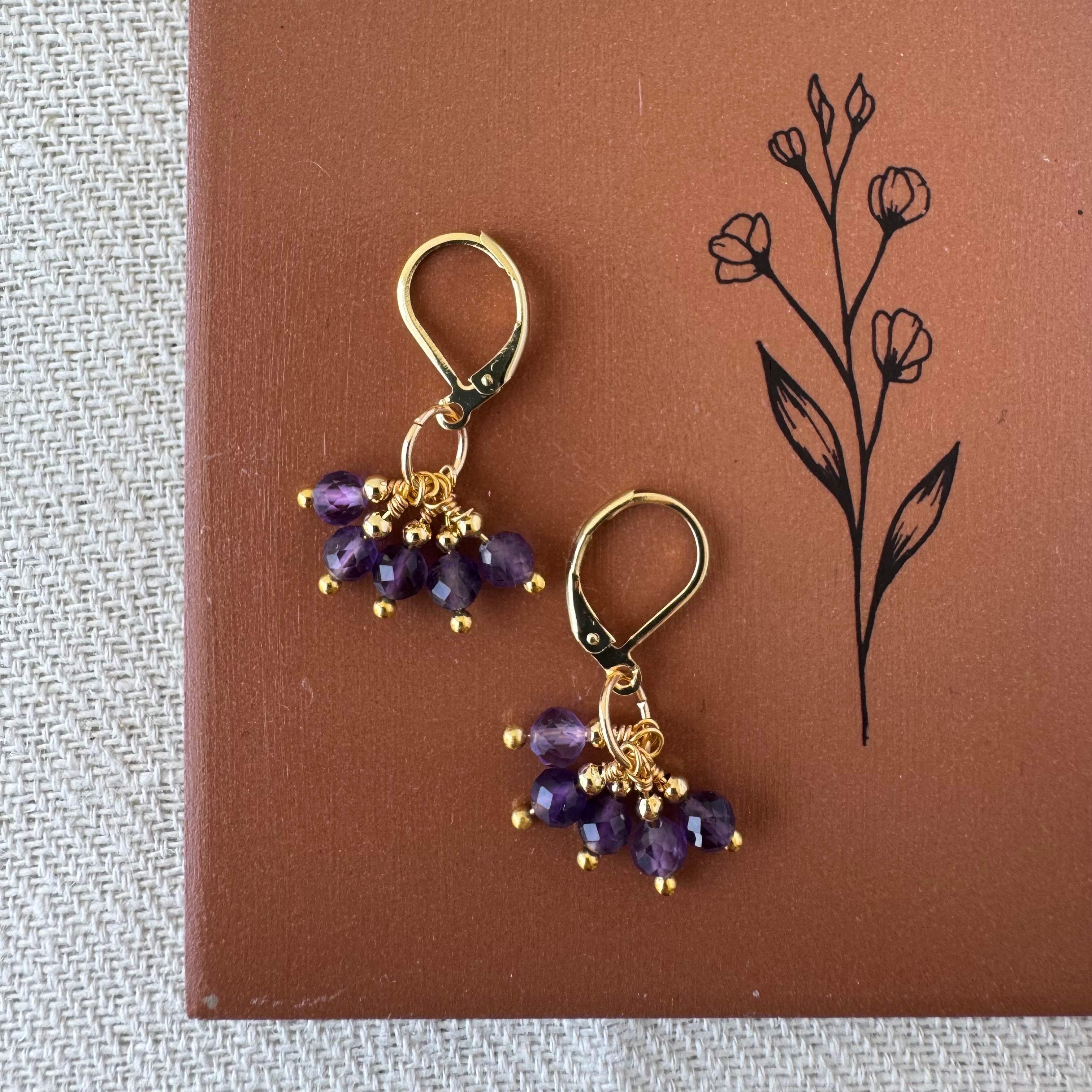 Cluster Earrings - Amethyst