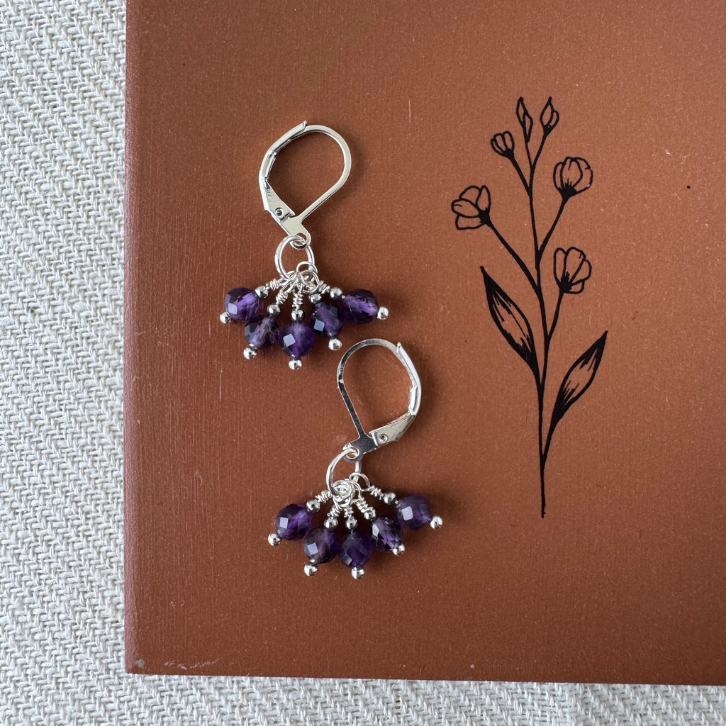Cluster Earrings - Amethyst