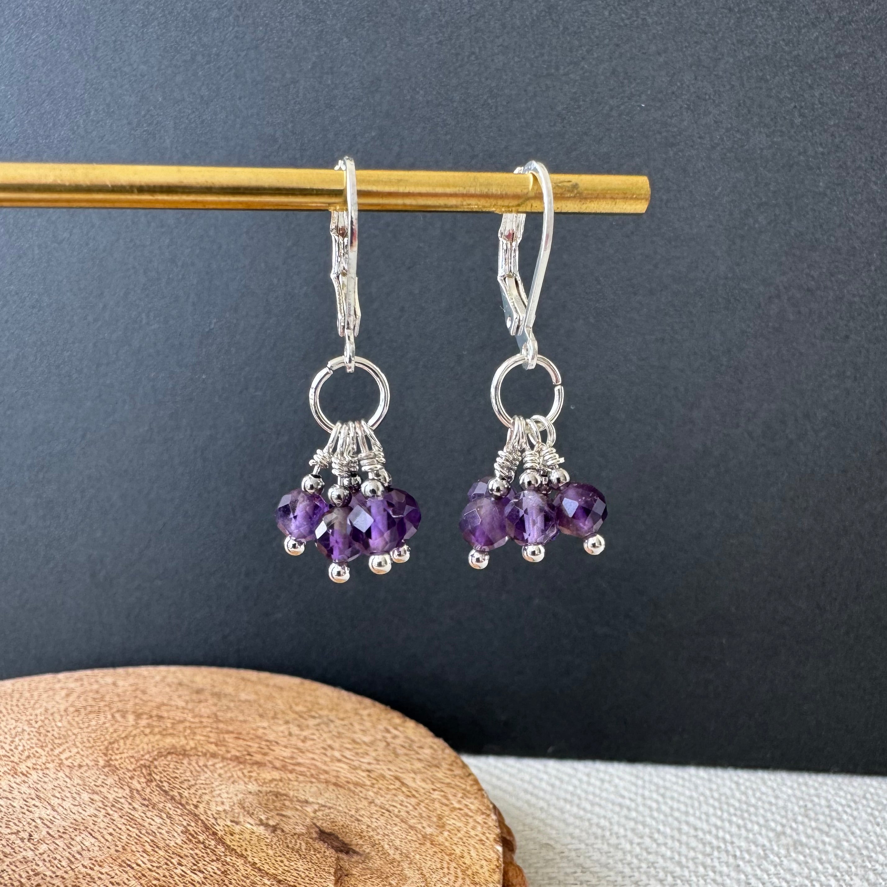 Cluster Earrings - Amethyst