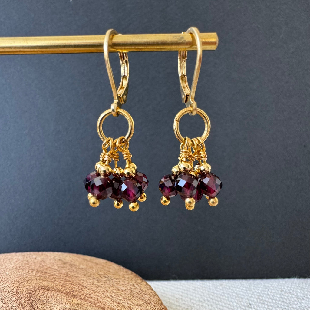 Cluster Earrings - Garnet