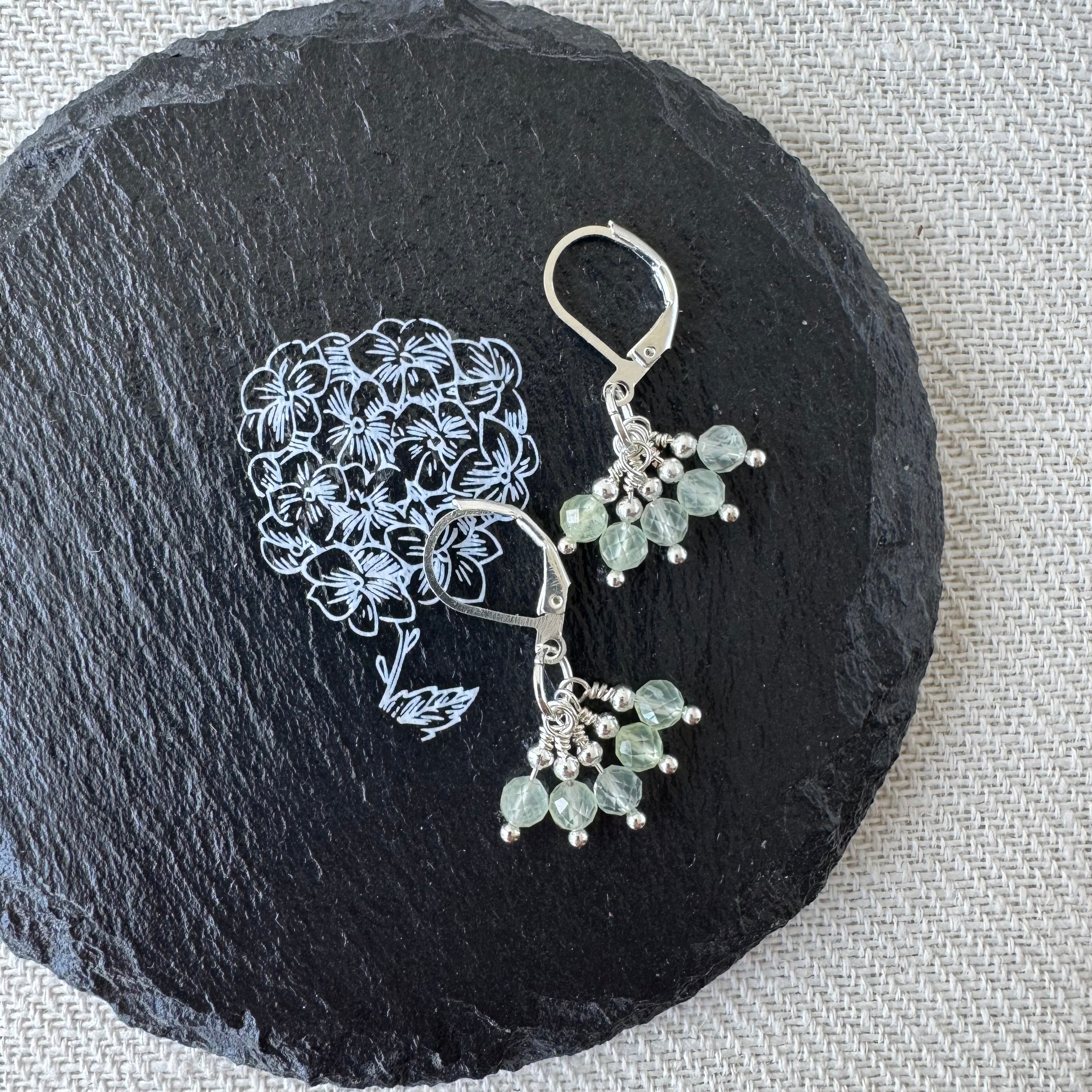Cluster Earrings - Prehnite