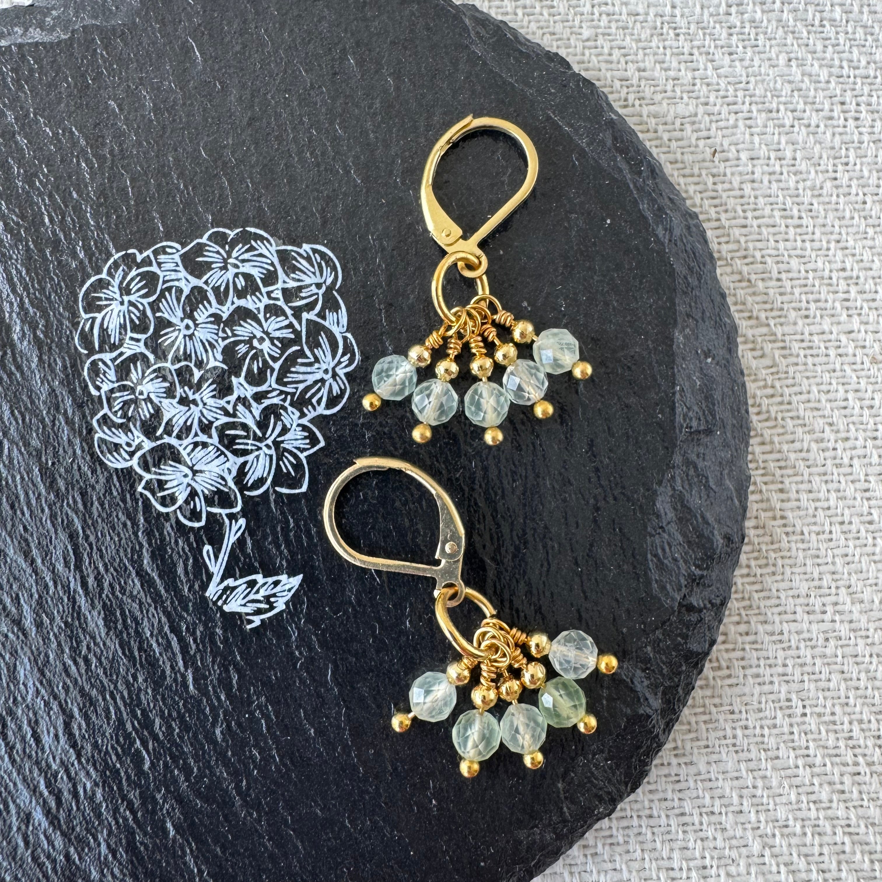 Cluster Earrings - Prehnite