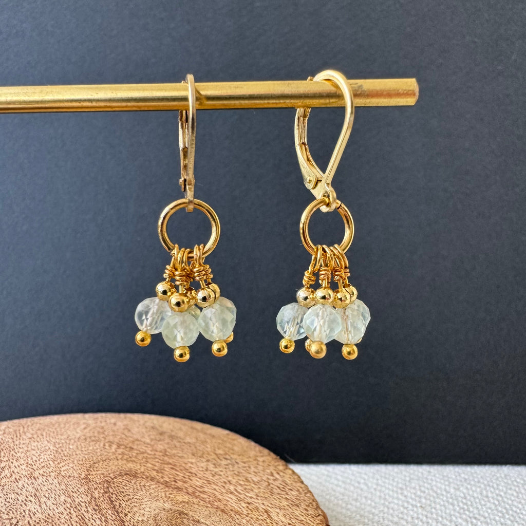 Cluster Earrings - Prehnite