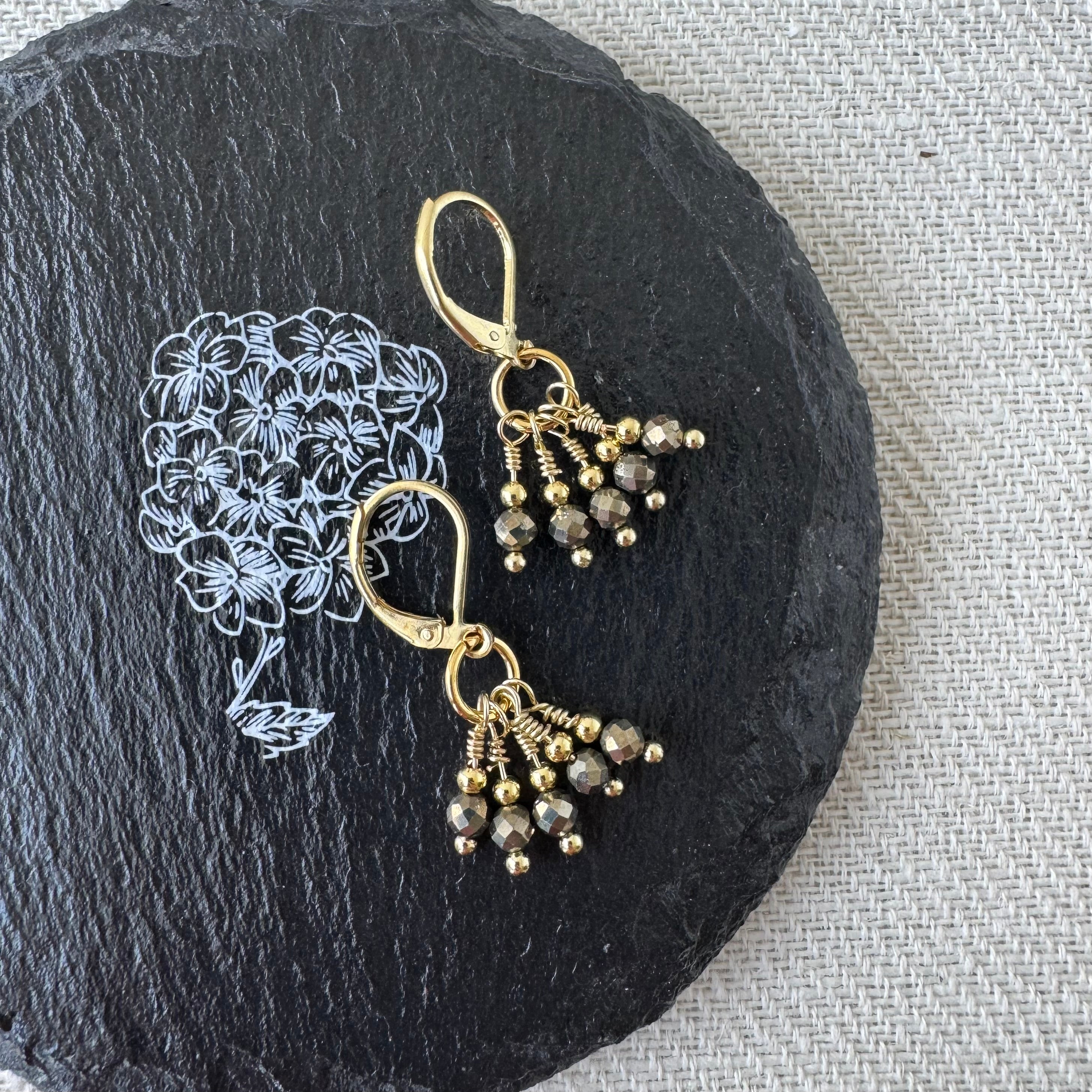 Cluster Earrings - Pyrite