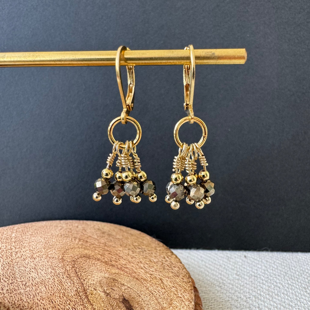Cluster Earrings - Pyrite