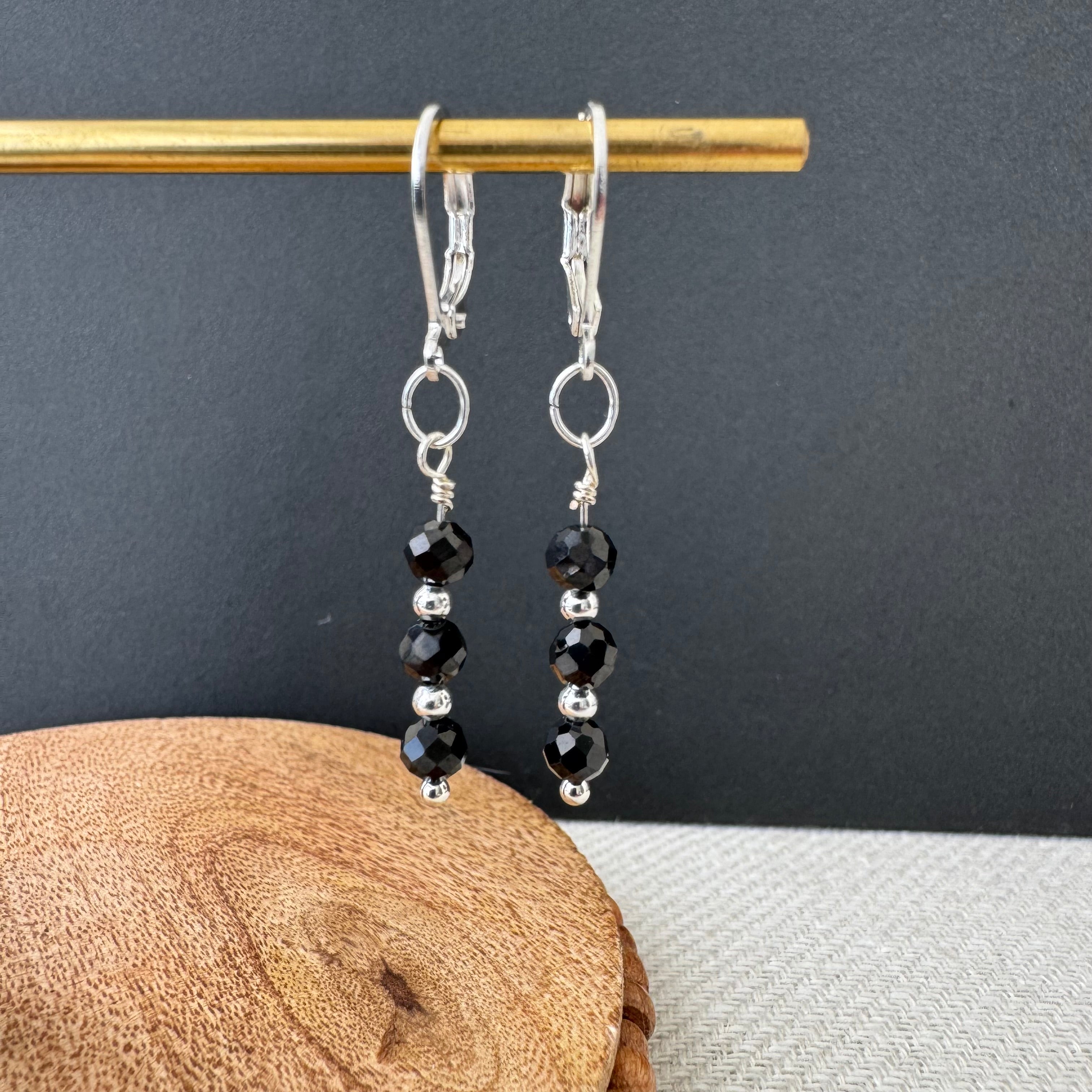 Trio Drop Earrings - Black Spinel