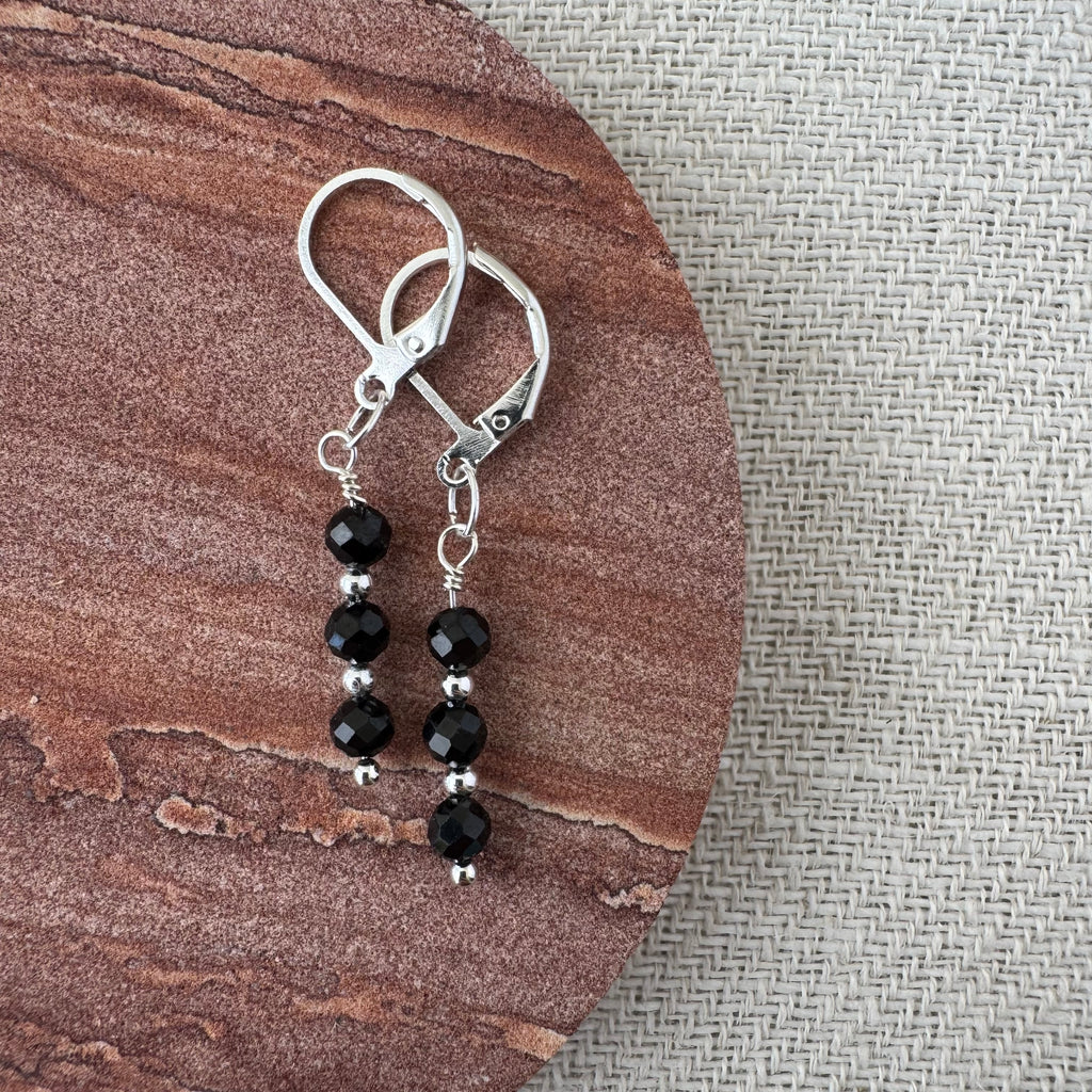 Trio Drop Earrings - Black Spinel