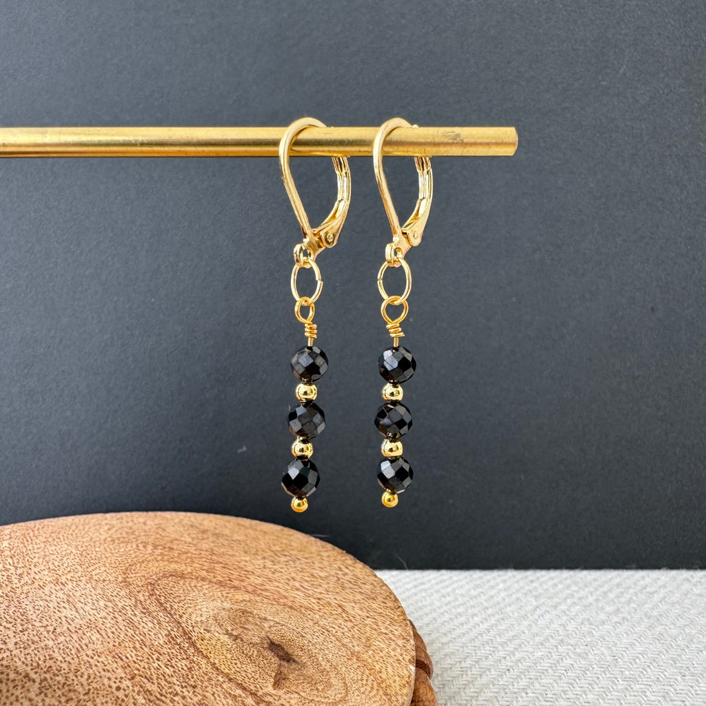 Trio Drop Earrings - Black Spinel