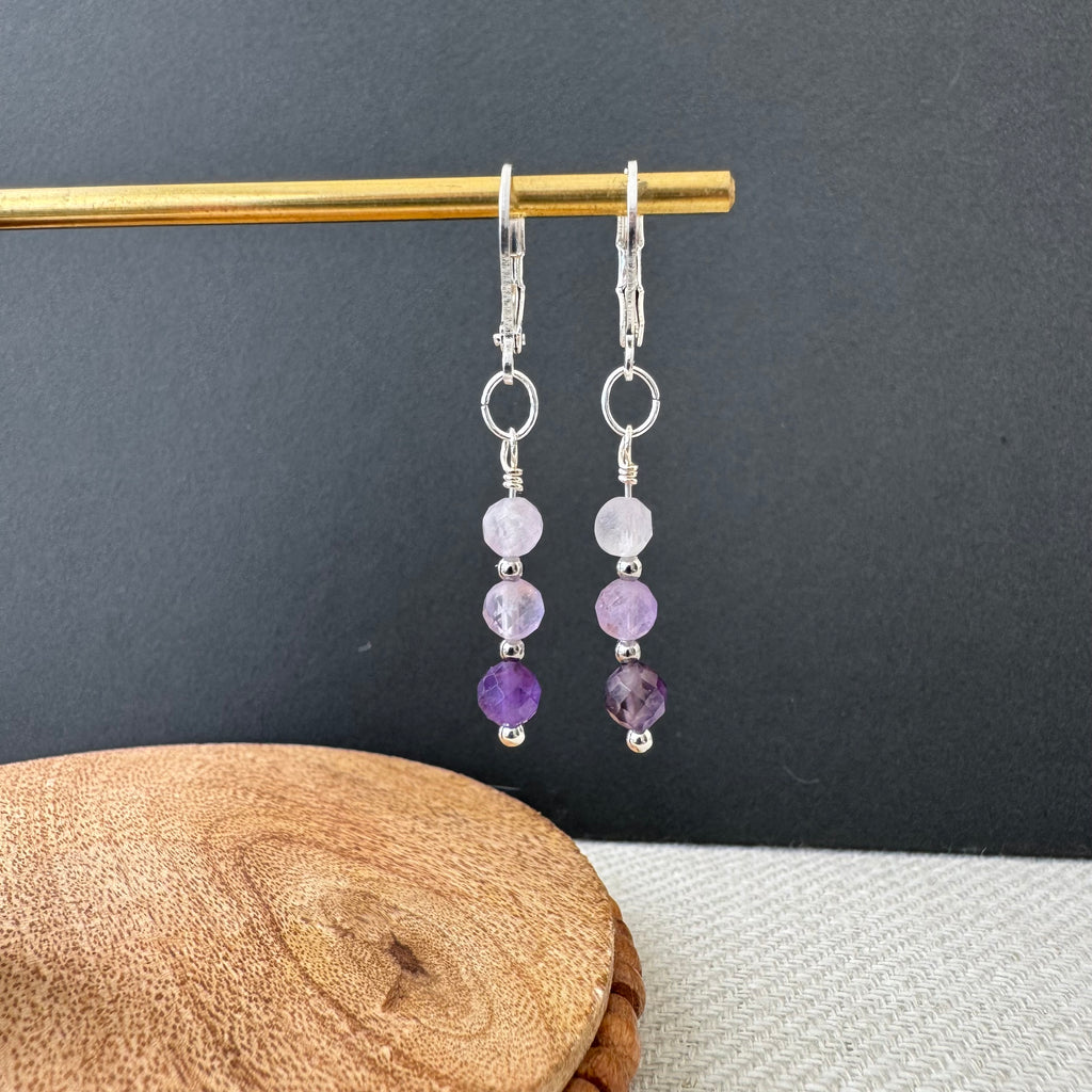 Trio Drop Earrings - Amethyst