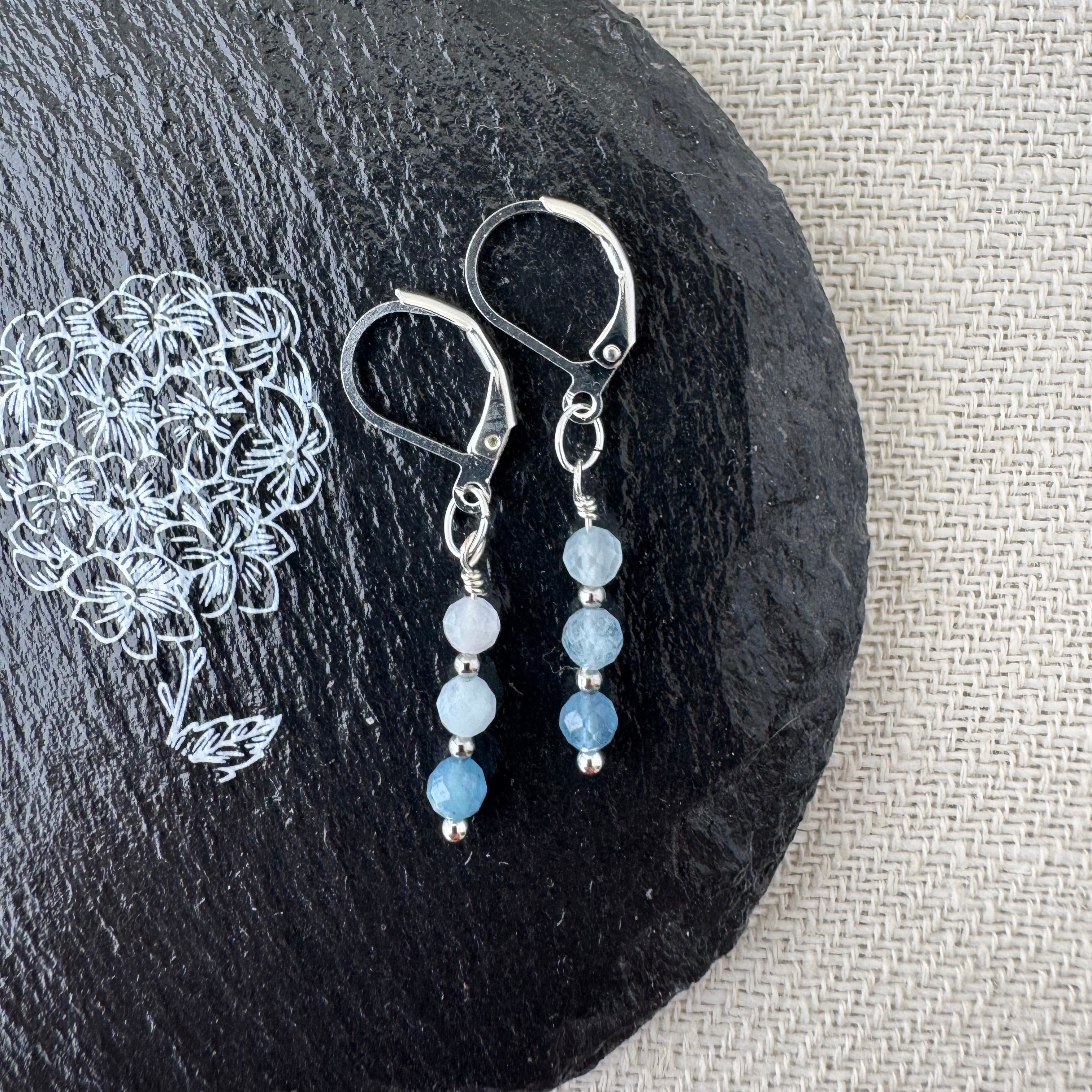 Trio Drop Earrings - Aquamarine