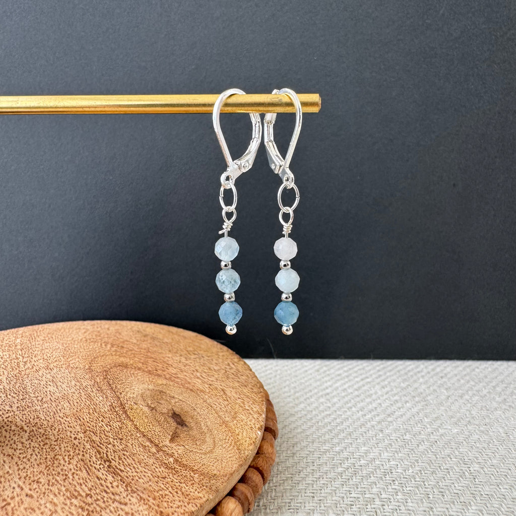 Trio Drop Earrings - Aquamarine