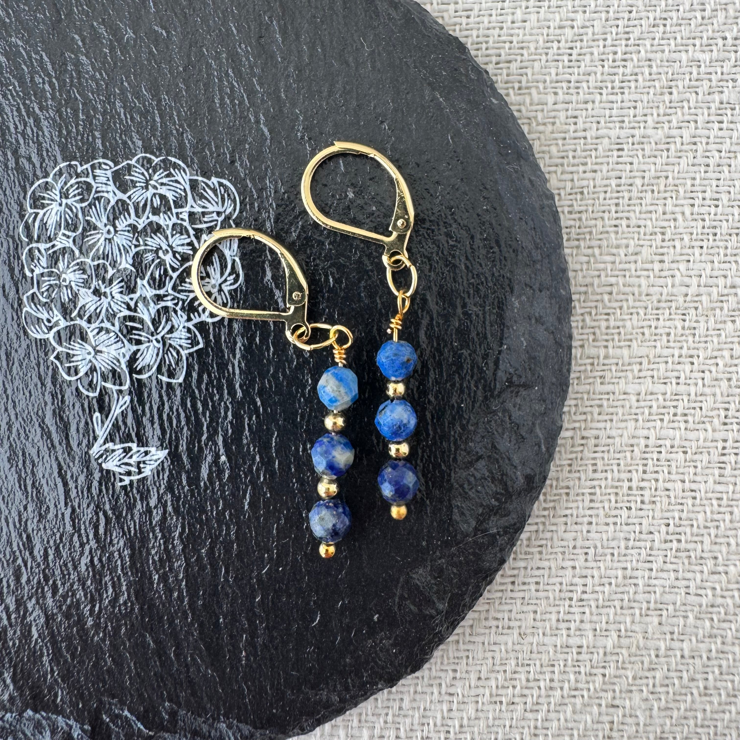 Trio Drop Earrings - Lapis Lazuli