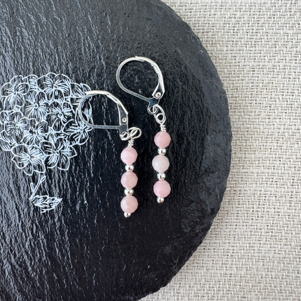 Trio Drop Earrings - Pink Opal