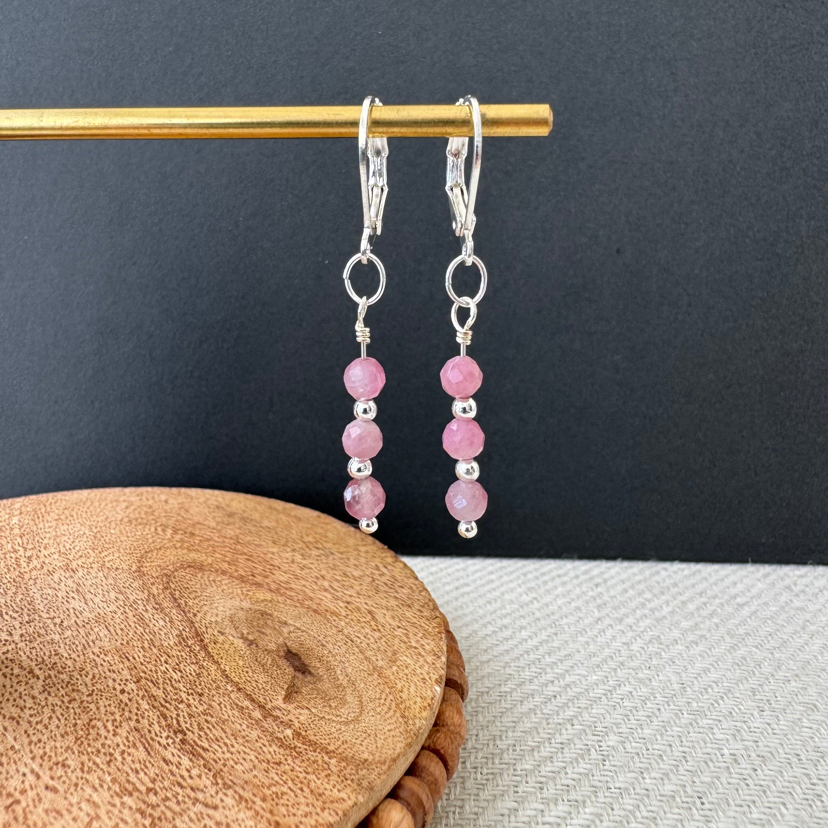 Trio Drop Earrings - Pink Tourmaline