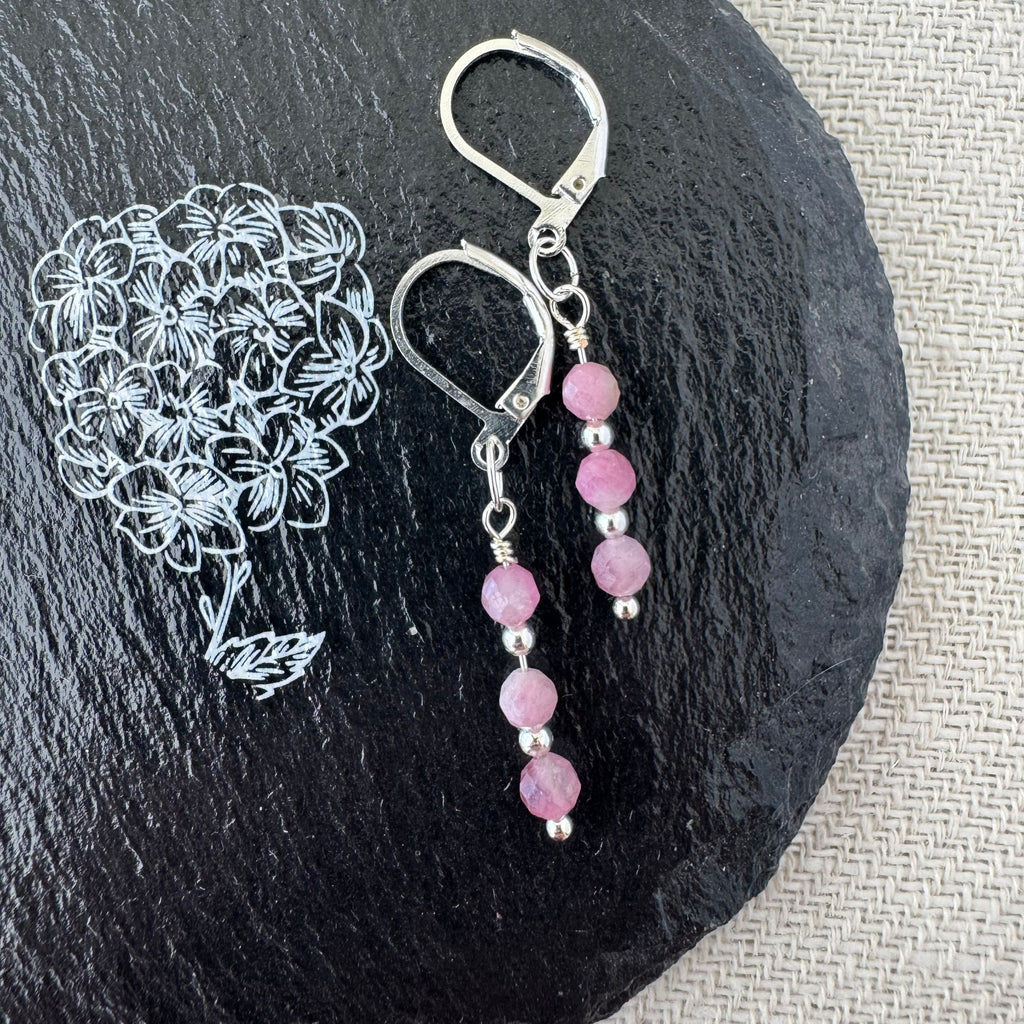Trio Drop Earrings - Pink Tourmaline