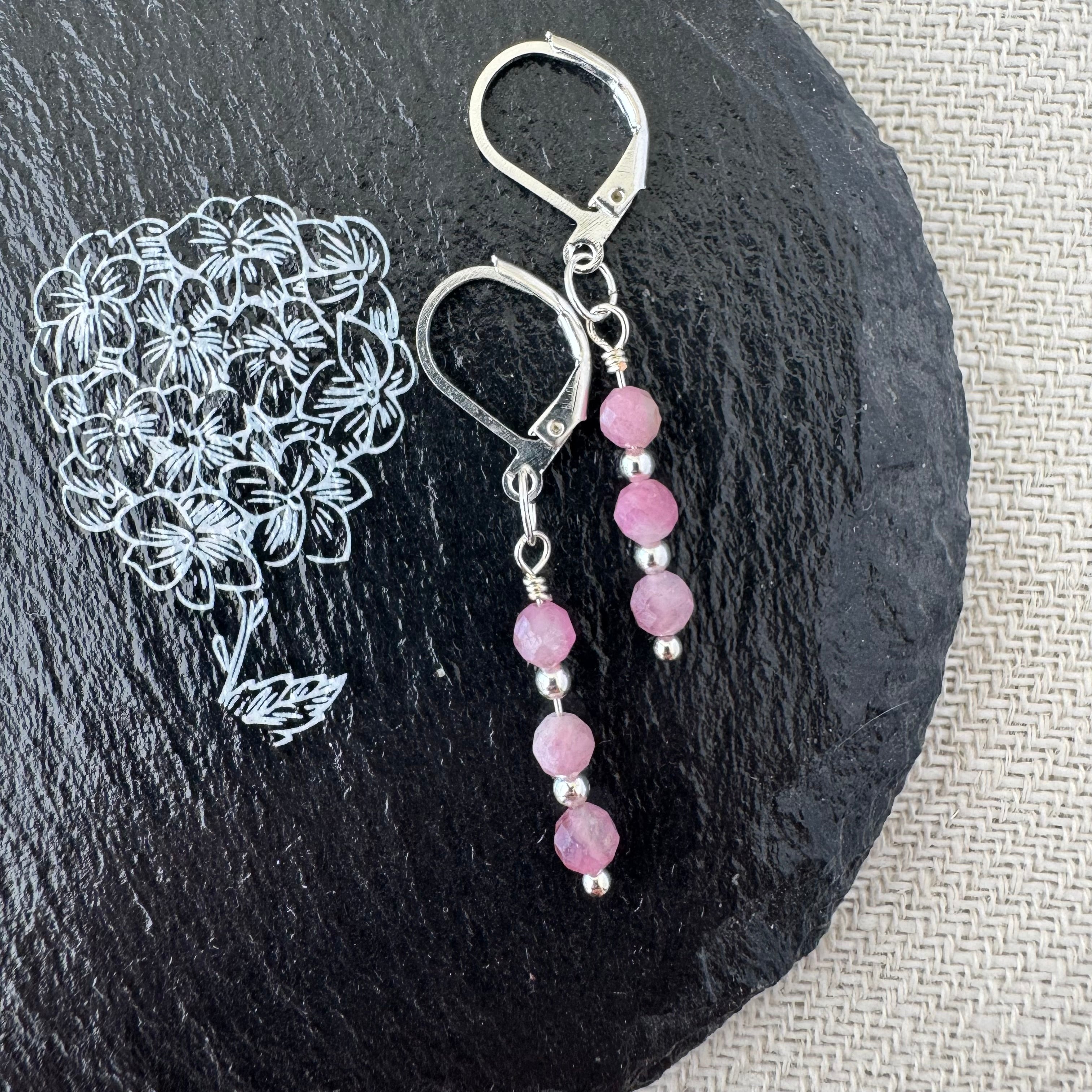 Trio Drop Earrings - Pink Tourmaline