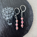 Trio Drop Earrings - Pink Petrified Wood