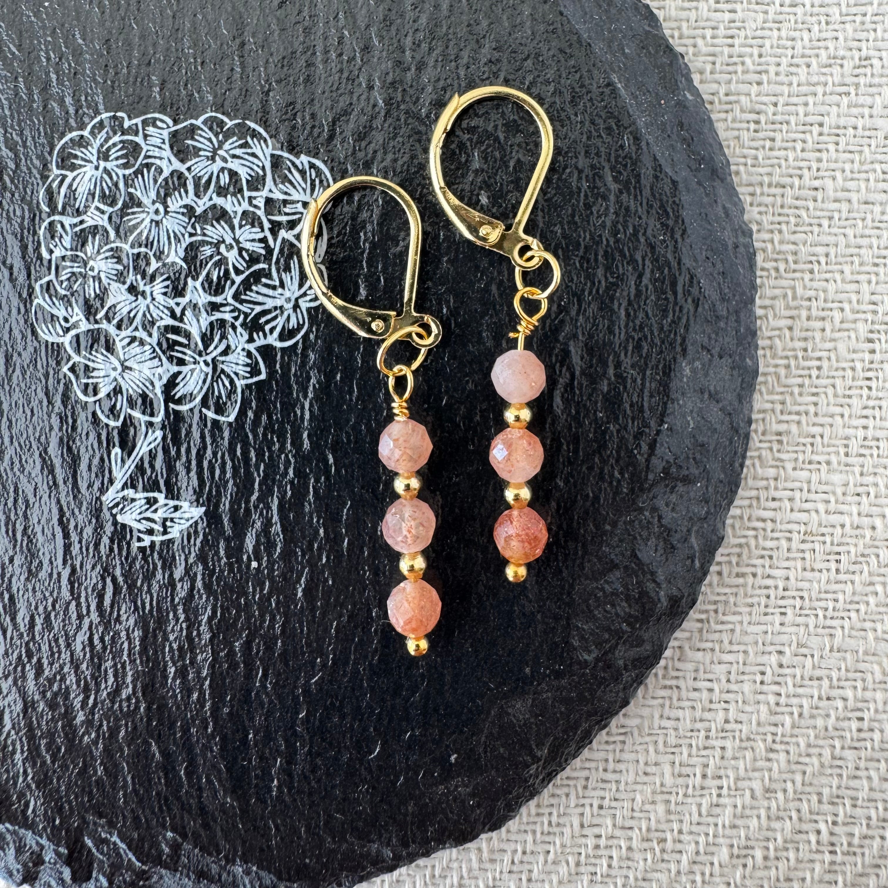Trio Drop Earrings - Sunstone