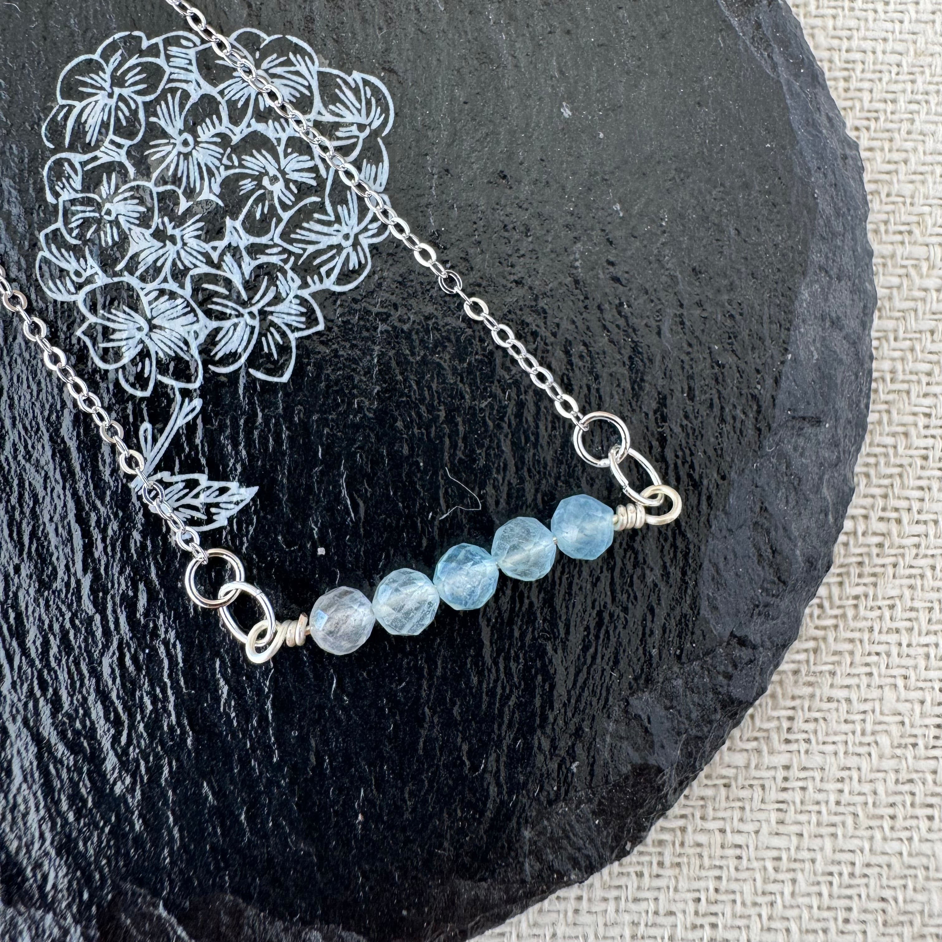 Dainty Necklace - Aquamarine