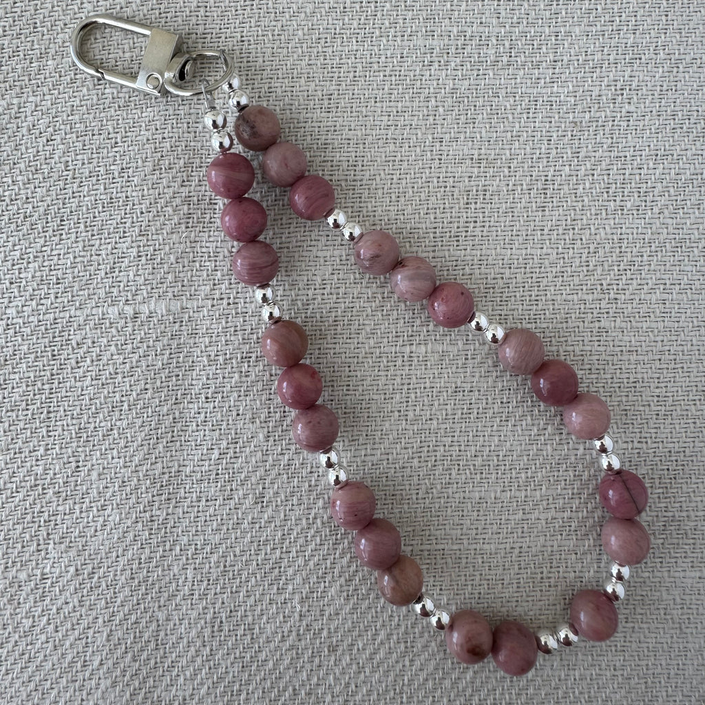 Phone strap - Pink Petrified Wood