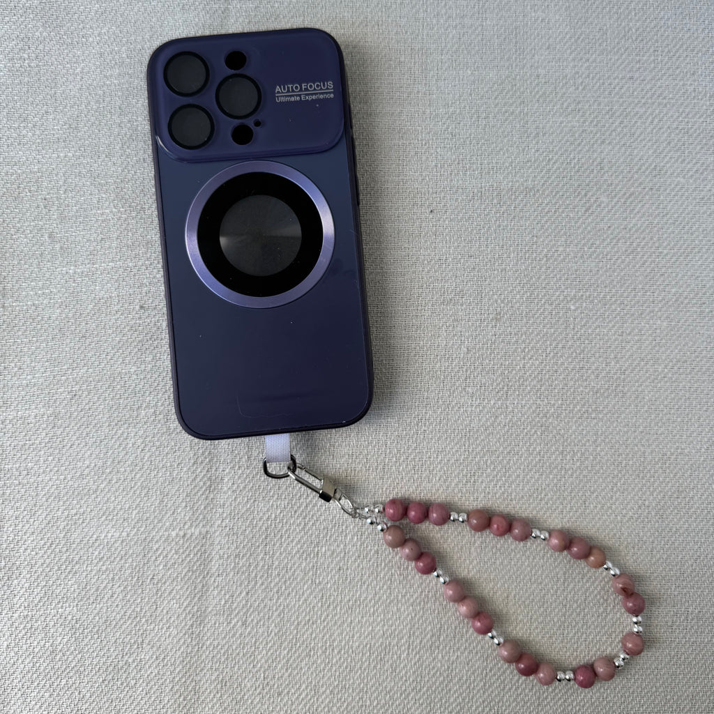Phone strap - Pink Petrified Wood